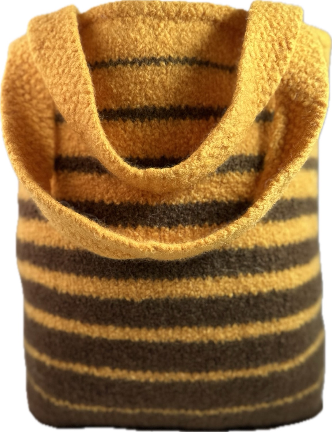Brown and mustard yellow felted tote